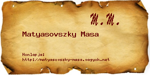 Matyasovszky Masa névjegykártya